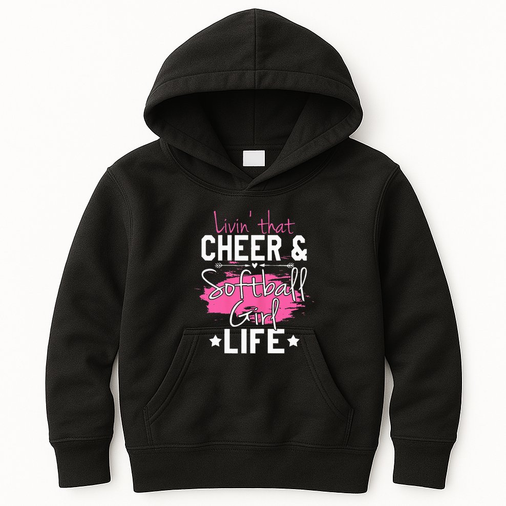 Funny Softball Cheer Lover Graphic Women Cheerleader Kids Hoodie