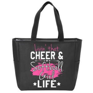 Funny Softball Cheer Lover Graphic Women Cheerleader Zip Tote Bag