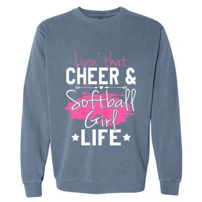 Funny Softball Cheer Lover Graphic Women Cheerleader Garment-Dyed Sweatshirt