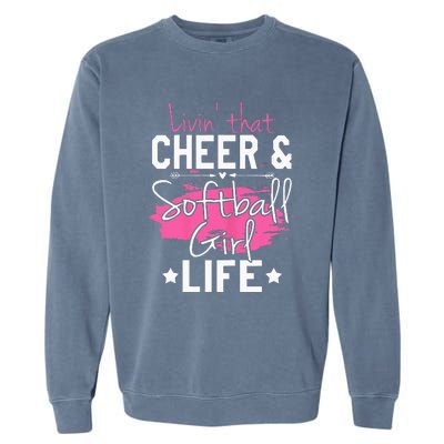 Funny Softball Cheer Lover Graphic Women Cheerleader Garment-Dyed Sweatshirt