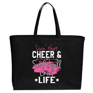 Funny Softball Cheer Lover Graphic Women Cheerleader Cotton Canvas Jumbo Tote