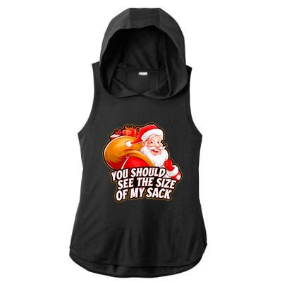 Funny Santa Claus You Should See The Size Of My Sack Ladies PosiCharge Tri-Blend Wicking Draft Hoodie Tank