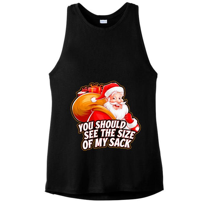 Funny Santa Claus You Should See The Size Of My Sack Ladies PosiCharge Tri-Blend Wicking Tank