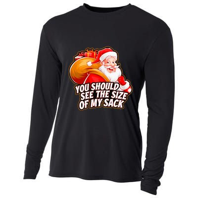 Funny Santa Claus You Should See The Size Of My Sack Cooling Performance Long Sleeve Crew