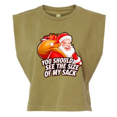 Funny Santa Claus You Should See The Size Of My Sack Garment-Dyed Women's Muscle Tee