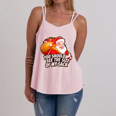 Funny Santa Claus You Should See The Size Of My Sack Women's Strappy Tank