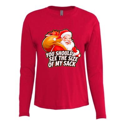 Funny Santa Claus You Should See The Size Of My Sack Womens Cotton Relaxed Long Sleeve T-Shirt