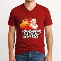 Funny Santa Claus You Should See The Size Of My Sack V-Neck T-Shirt