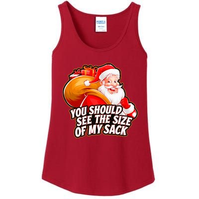 Funny Santa Claus You Should See The Size Of My Sack Ladies Essential Tank