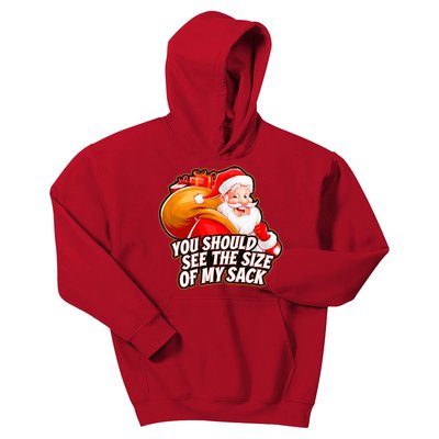 Funny Santa Claus You Should See The Size Of My Sack Kids Hoodie