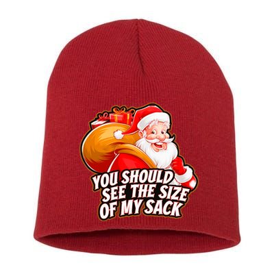 Funny Santa Claus You Should See The Size Of My Sack Short Acrylic Beanie