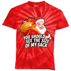 Funny Santa Claus You Should See The Size Of My Sack Kids Tie-Dye T-Shirt