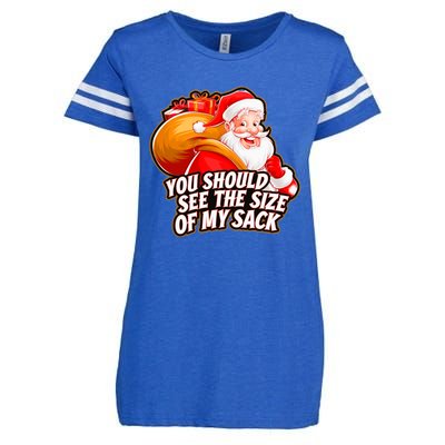 Funny Santa Claus You Should See The Size Of My Sack Enza Ladies Jersey Football T-Shirt