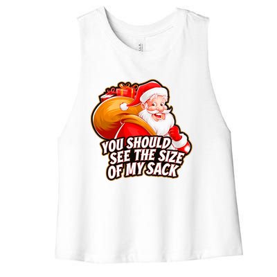 Funny Santa Claus You Should See The Size Of My Sack Women's Racerback Cropped Tank