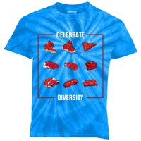 Funny Steak Celebrate Diversity Types Of Steak Lovers Kids Tie-Dye T-Shirt