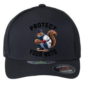 Funny Squirrel Catcher Baseball Lover Protect Your Nuts Gift Flexfit Unipanel Trucker Cap