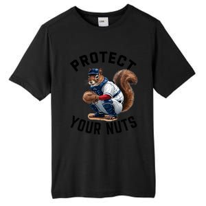 Funny Squirrel Catcher Baseball Lover Protect Your Nuts Gift Tall Fusion ChromaSoft Performance T-Shirt