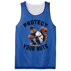 Funny Squirrel Catcher Baseball Lover Protect Your Nuts Gift Mesh Reversible Basketball Jersey Tank