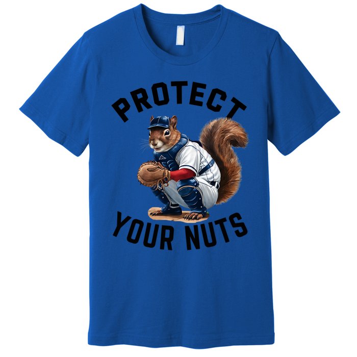 Funny Squirrel Catcher Baseball Lover Protect Your Nuts Gift Premium T-Shirt