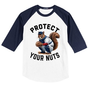 Funny Squirrel Catcher Baseball Lover Protect Your Nuts Gift Baseball Sleeve Shirt