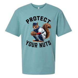 Funny Squirrel Catcher Baseball Lover Protect Your Nuts Gift Sueded Cloud Jersey T-Shirt