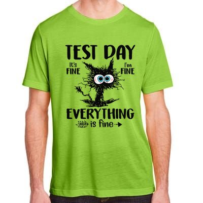 Funny Stressed Cat Teacher Student Testing Day Adult ChromaSoft Performance T-Shirt