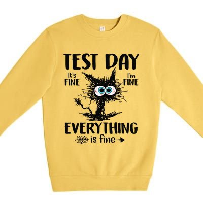 Funny Stressed Cat Teacher Student Testing Day Premium Crewneck Sweatshirt