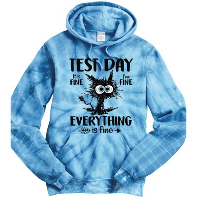 Funny Stressed Cat Teacher Student Testing Day Tie Dye Hoodie