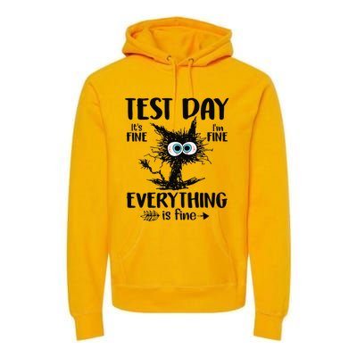 Funny Stressed Cat Teacher Student Testing Day Premium Hoodie