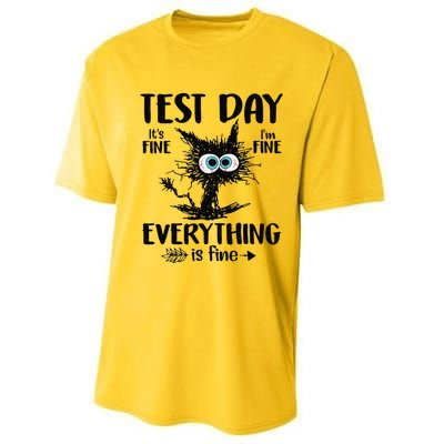 Funny Stressed Cat Teacher Student Testing Day Performance Sprint T-Shirt