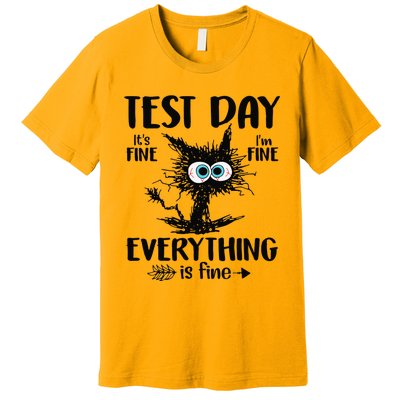 Funny Stressed Cat Teacher Student Testing Day Premium T-Shirt