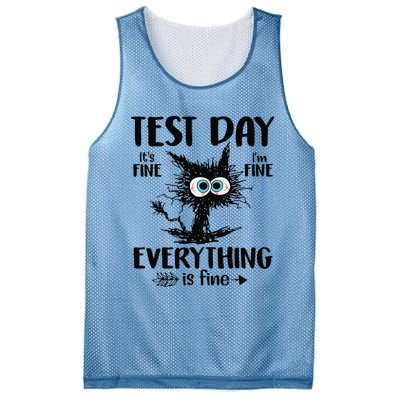 Funny Stressed Cat Teacher Student Testing Day Mesh Reversible Basketball Jersey Tank