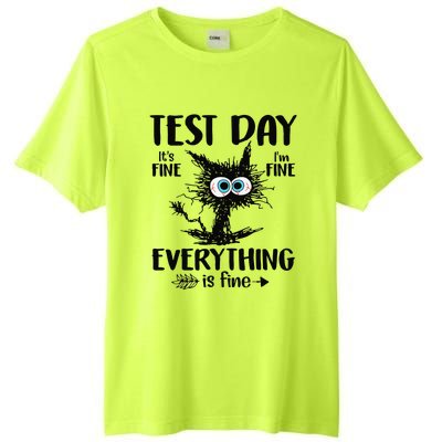 Funny Stressed Cat Teacher Student Testing Day Tall Fusion ChromaSoft Performance T-Shirt