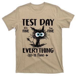 Funny Stressed Cat Teacher Student Testing Day T-Shirt