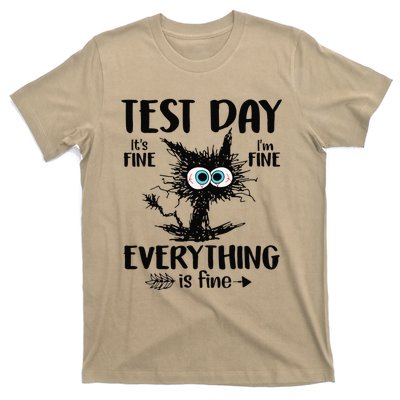 Funny Stressed Cat Teacher Student Testing Day T-Shirt