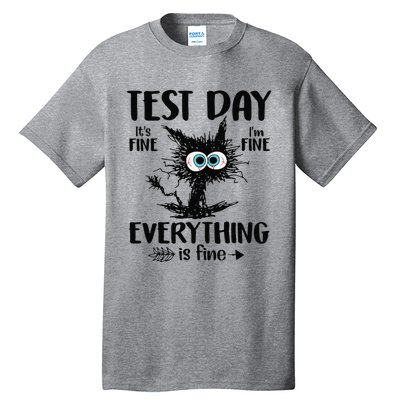 Funny Stressed Cat Teacher Student Testing Day Tall T-Shirt