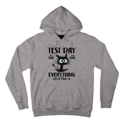 Funny Stressed Cat Teacher Student Testing Day Tall Hoodie