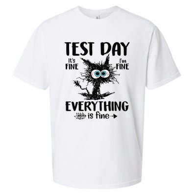 Funny Stressed Cat Teacher Student Testing Day Sueded Cloud Jersey T-Shirt