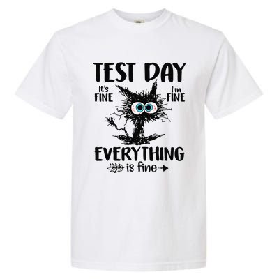 Funny Stressed Cat Teacher Student Testing Day Garment-Dyed Heavyweight T-Shirt