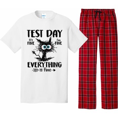 Funny Stressed Cat Teacher Student Testing Day Pajama Set