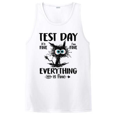 Funny Stressed Cat Teacher Student Testing Day PosiCharge Competitor Tank