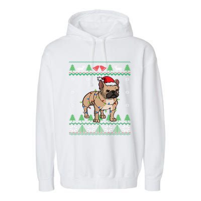 Frenchie Santa Claus Cute French Bulldog Ugly Christmas Gift Garment-Dyed Fleece Hoodie