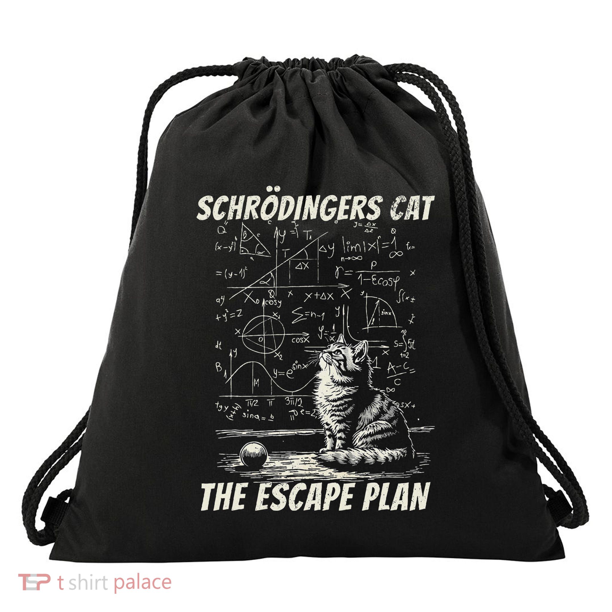 Funny SchröDingerS Cat Escape Plan Science Design Drawstring Bag