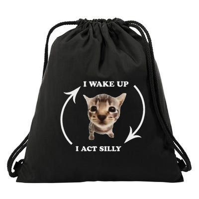 Funny Silly Cat Meme Drawstring Bag