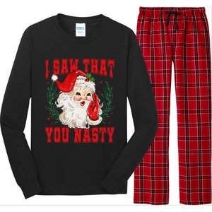 Funny Santa Claus I Saw That You Nasty Christmas Xmas Long Sleeve Pajama Set