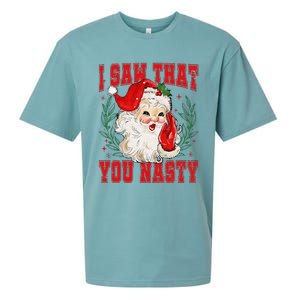 Funny Santa Claus I Saw That You Nasty Christmas Xmas Sueded Cloud Jersey T-Shirt