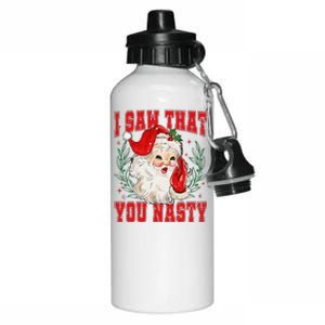 Funny Santa Claus I Saw That You Nasty Christmas Xmas Aluminum Water Bottle