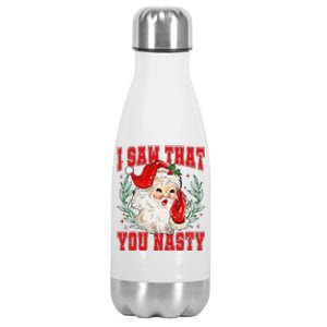 Funny Santa Claus I Saw That You Nasty Christmas Xmas Stainless Steel Insulated Water Bottle