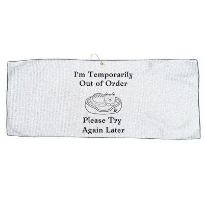 Funny Sleepy Cat Temporarily Out Of Order Large Microfiber Waffle Golf Towel