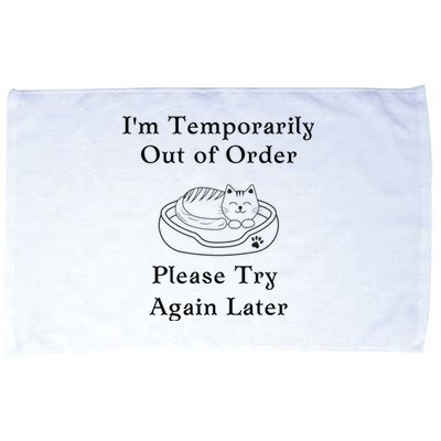 Funny Sleepy Cat Temporarily Out Of Order Microfiber Hand Towel